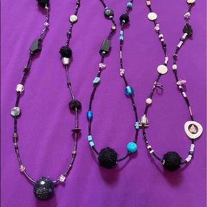 Handmade necklaces Pearl, wool, turquoise beads